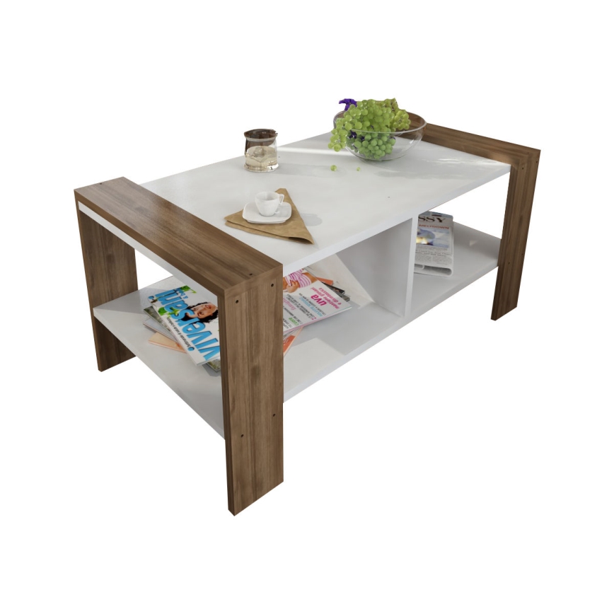Soffbord ERICA 42x90 cm vit/brun