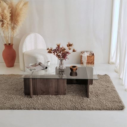 Soffbord ESCAPE 30x105 cm brun/genomskinlig