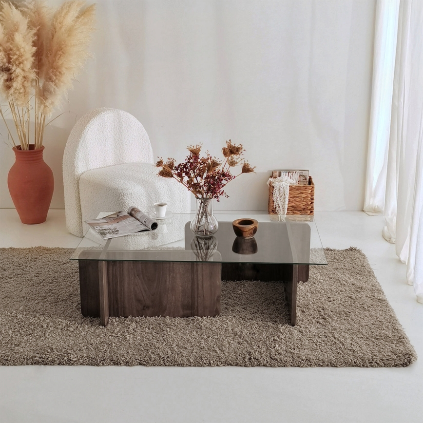 Soffbord ESCAPE 30x105 cm brun/genomskinlig