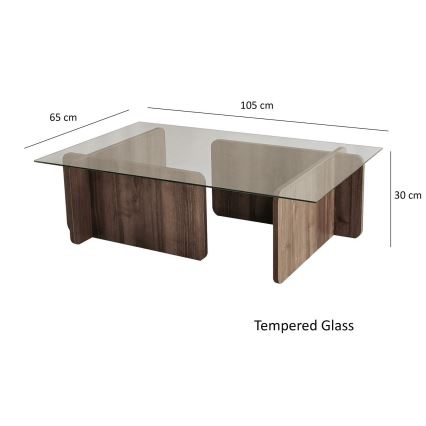 Soffbord ESCAPE 30x105 cm brun/genomskinlig