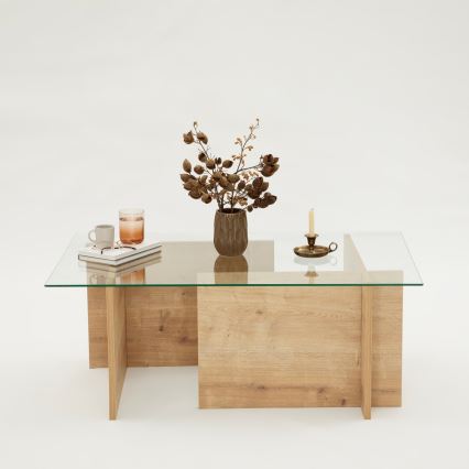 Soffbord ESCAPE 40x105 cm brun/genomskinlig