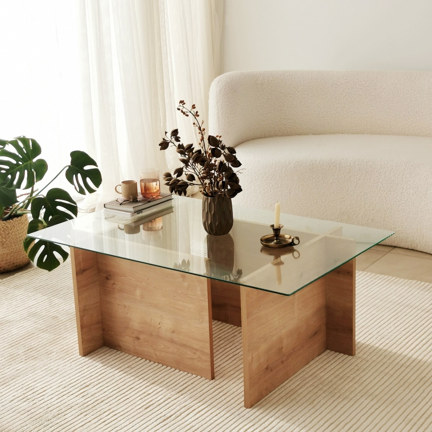 Soffbord ESCAPE 40x105 cm brun/genomskinlig