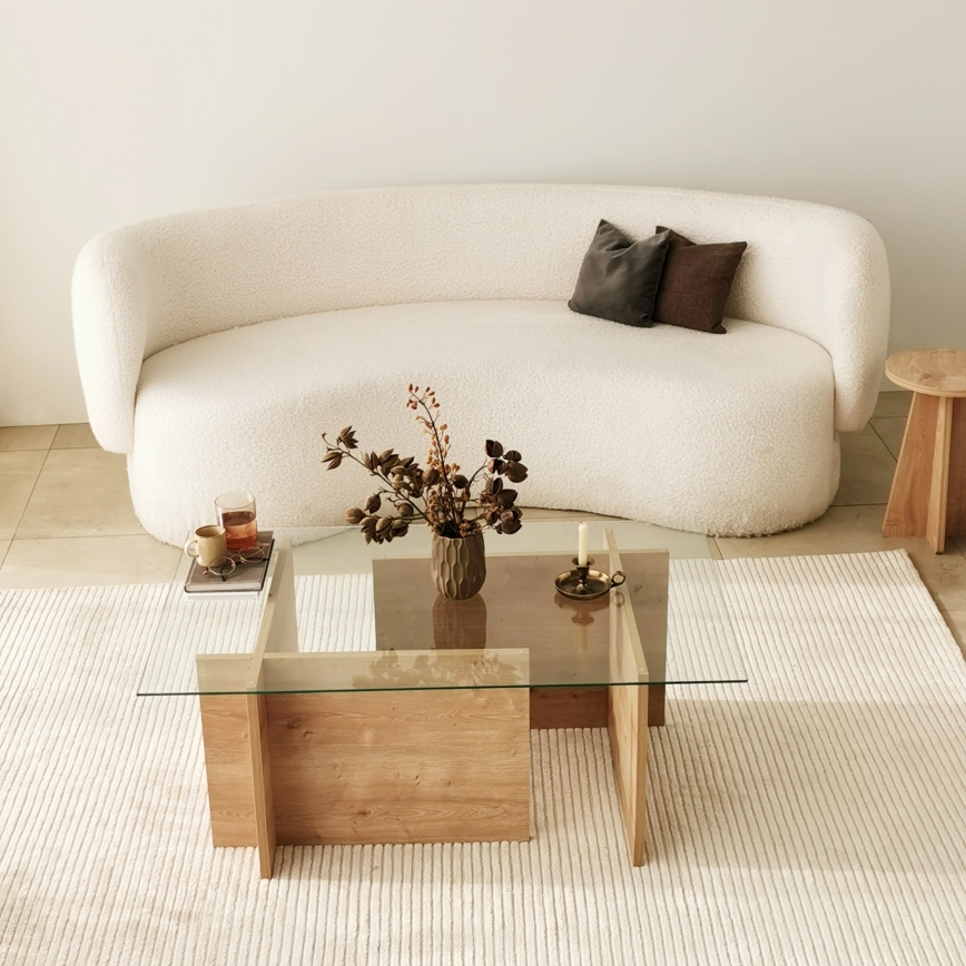 Soffbord ESCAPE 40x105 cm brun/genomskinlig