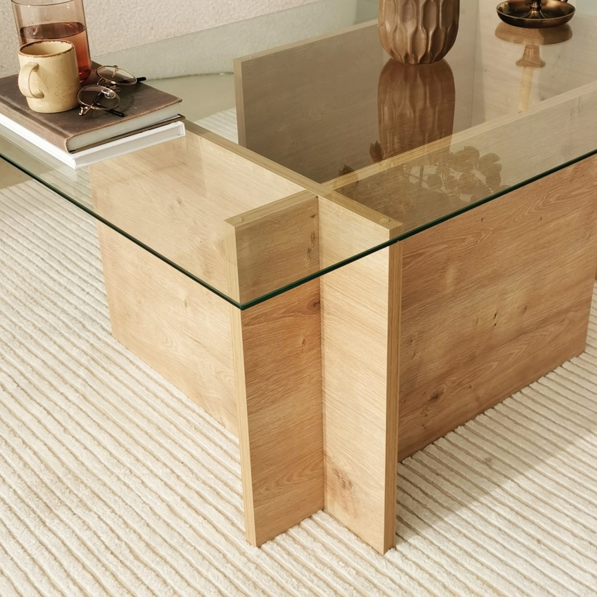 Soffbord ESCAPE 40x105 cm brun/genomskinlig