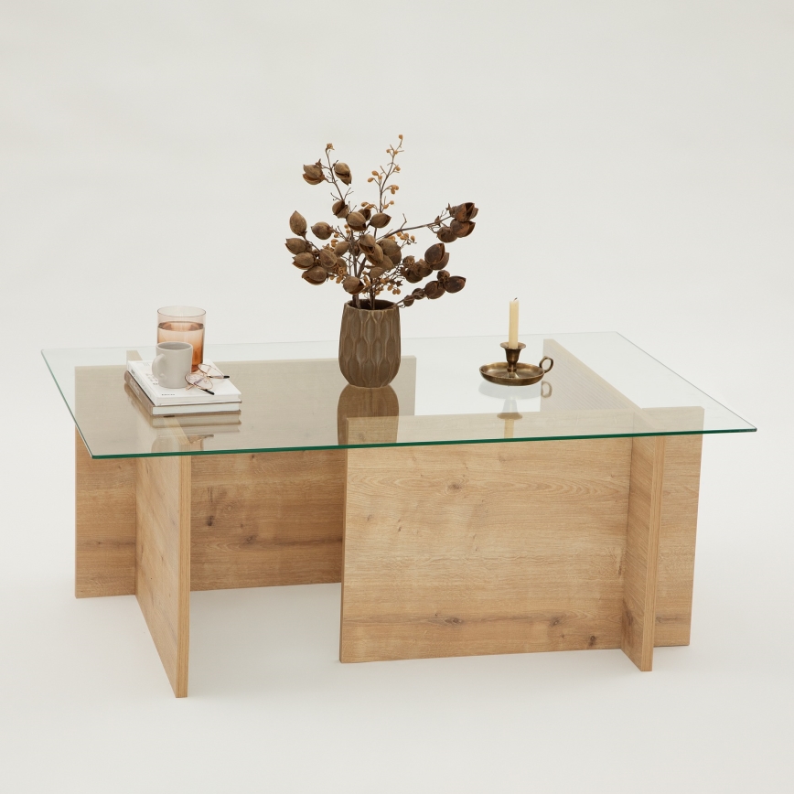 Soffbord ESCAPE 40x105 cm brun/genomskinlig