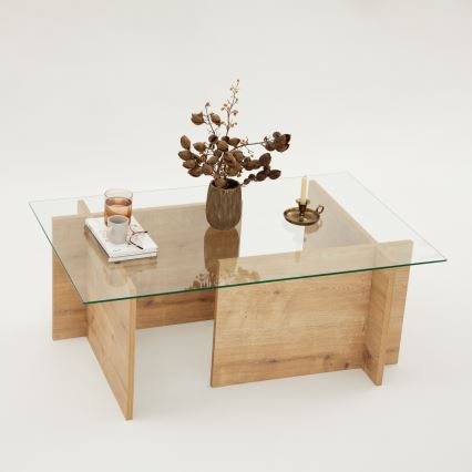 Soffbord ESCAPE 40x105 cm brun/genomskinlig