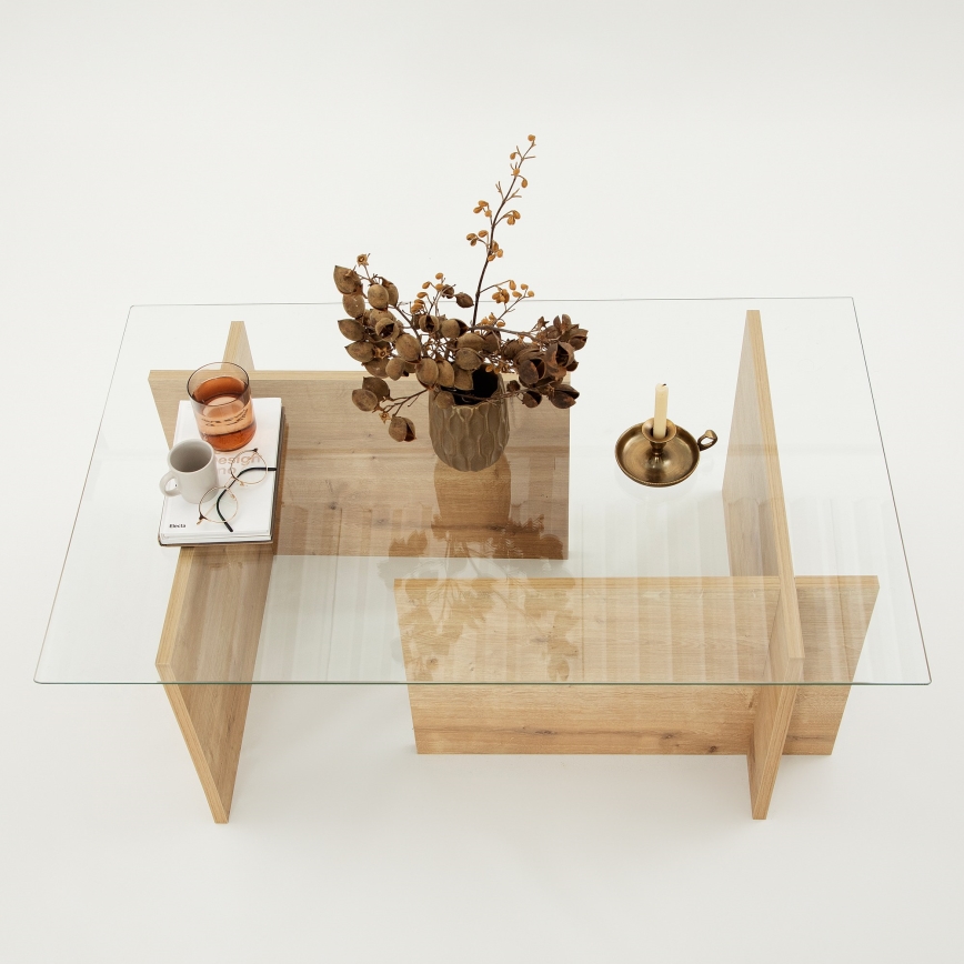 Soffbord ESCAPE 40x105 cm brun/genomskinlig