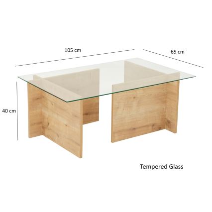 Soffbord ESCAPE 40x105 cm brun/genomskinlig