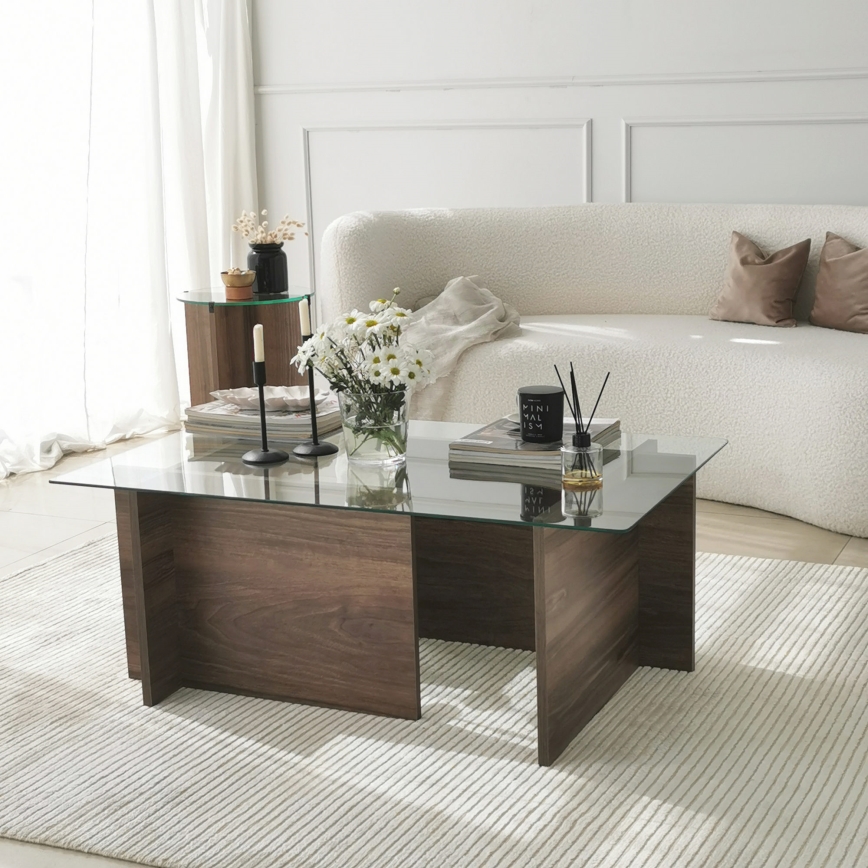 Soffbord ESCAPE 40x105 cm brun/genomskinlig