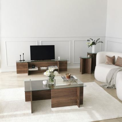 Soffbord ESCAPE 40x105 cm brun/genomskinlig