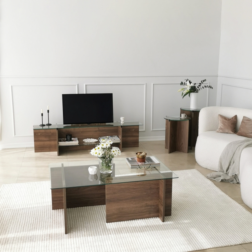 Soffbord ESCAPE 40x105 cm brun/genomskinlig