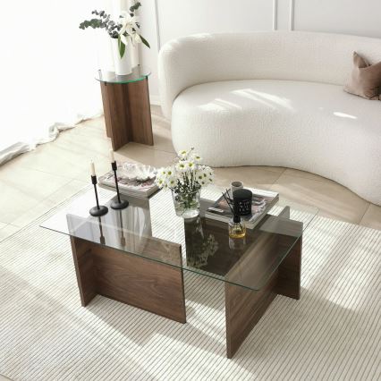 Soffbord ESCAPE 40x105 cm brun/genomskinlig