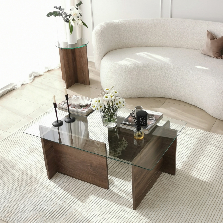 Soffbord ESCAPE 40x105 cm brun/genomskinlig
