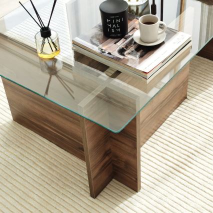 Soffbord ESCAPE 40x105 cm brun/genomskinlig