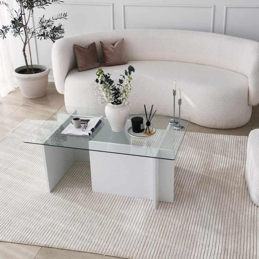 Soffbord ESCAPE 40x105 cm vit/genomskinlig