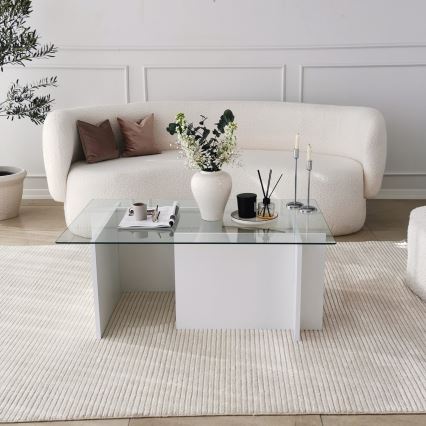 Soffbord ESCAPE 40x105 cm vit/genomskinlig