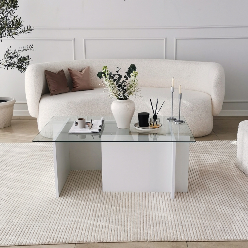 Soffbord ESCAPE 40x105 cm vit/genomskinlig