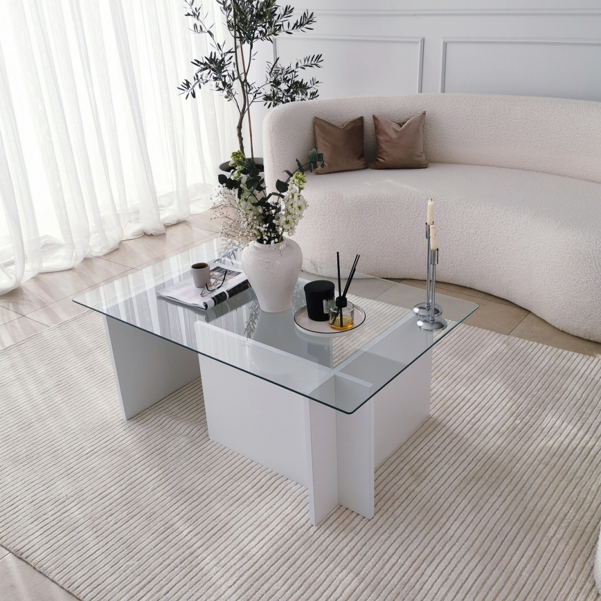 Soffbord ESCAPE 40x105 cm vit/genomskinlig