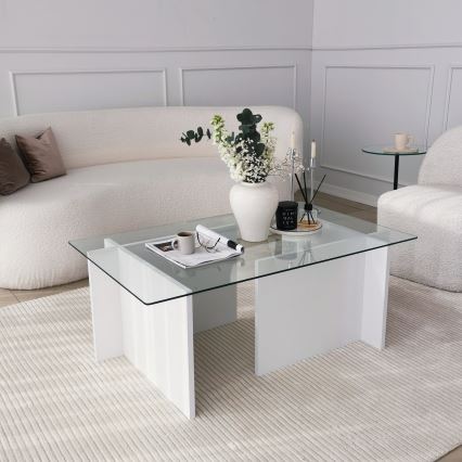Soffbord ESCAPE 40x105 cm vit/genomskinlig