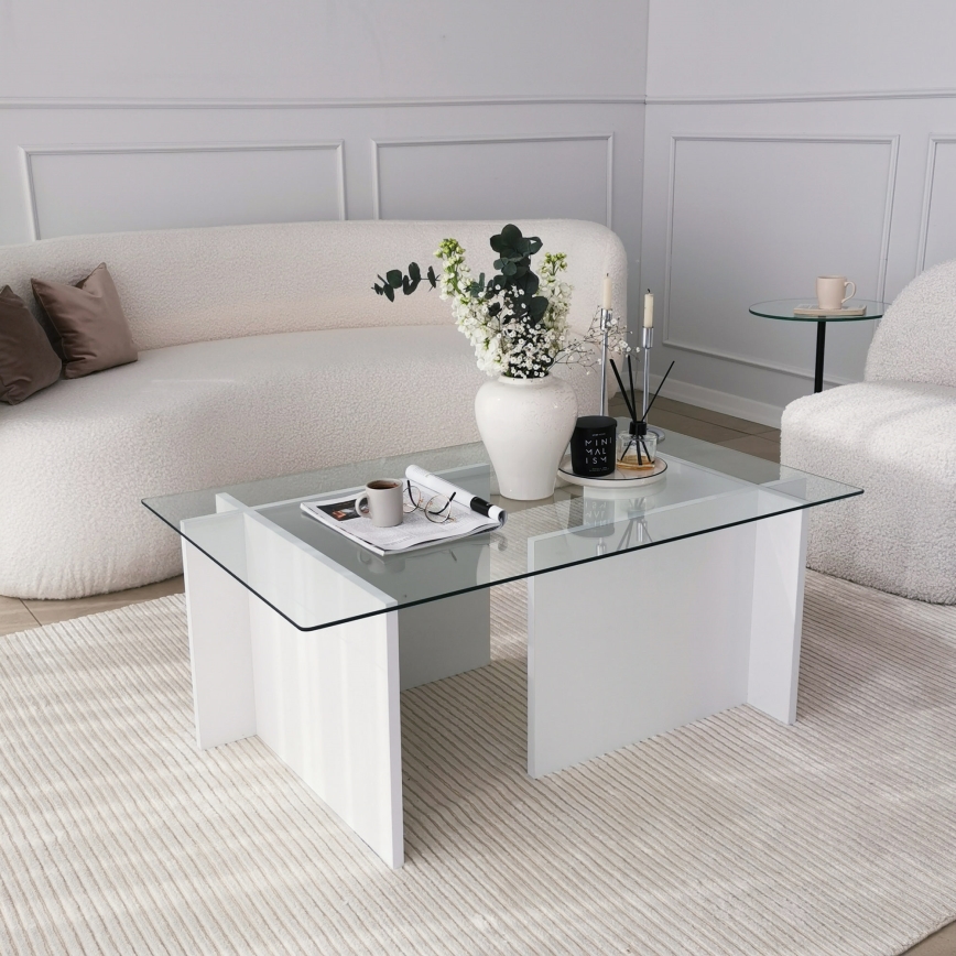 Soffbord ESCAPE 40x105 cm vit/genomskinlig