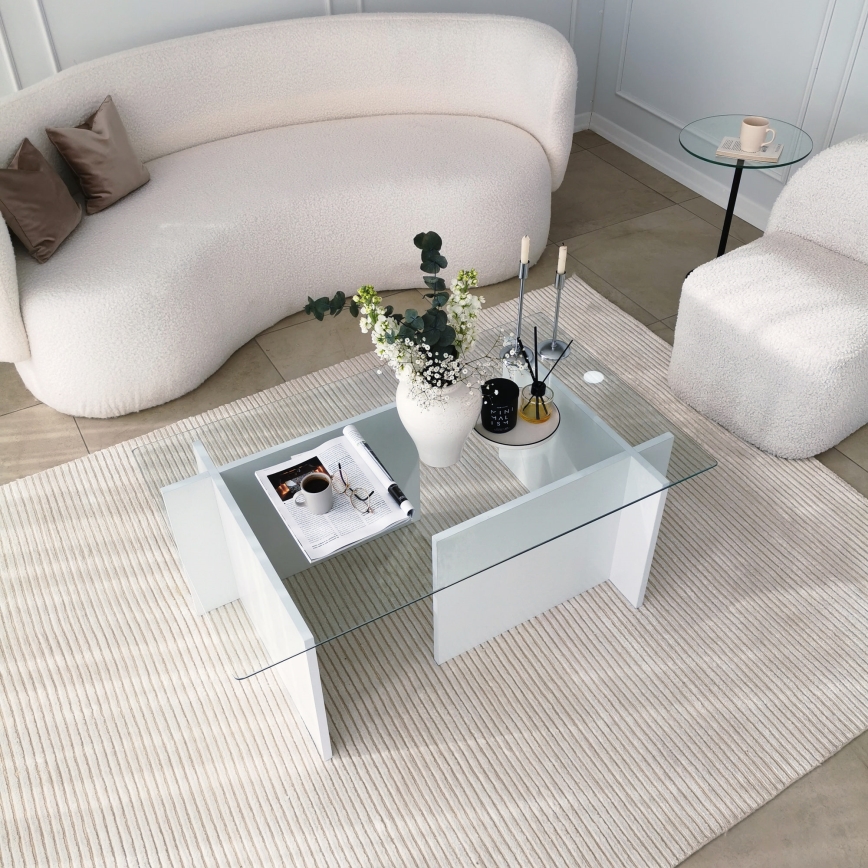 Soffbord ESCAPE 40x105 cm vit/genomskinlig
