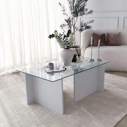 Soffbord ESCAPE 40x105 cm vit/genomskinlig