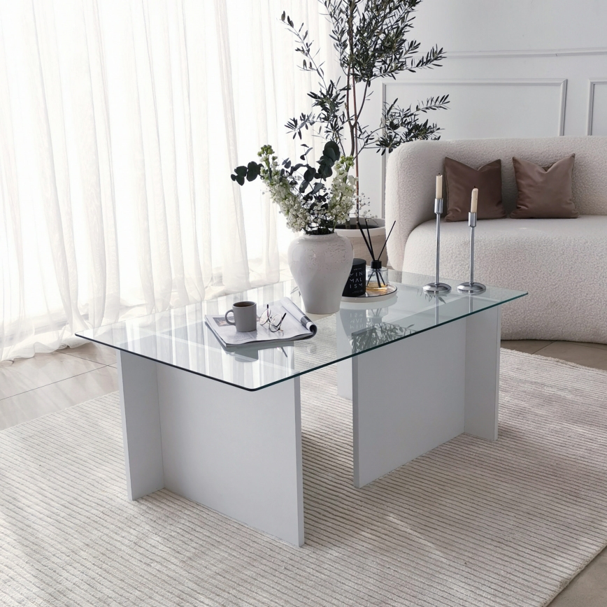 Soffbord ESCAPE 40x105 cm vit/genomskinlig