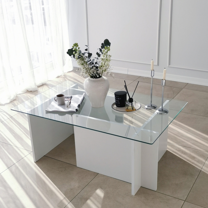 Soffbord ESCAPE 40x105 cm vit/genomskinlig