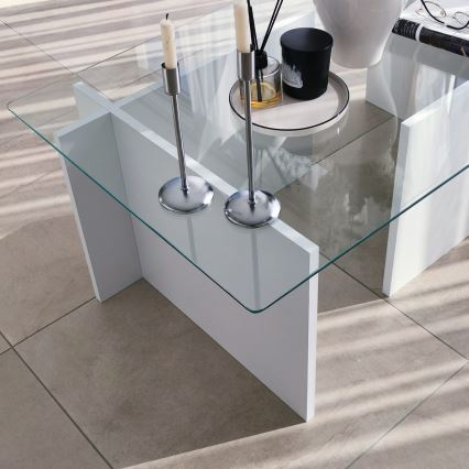 Soffbord ESCAPE 40x105 cm vit/genomskinlig