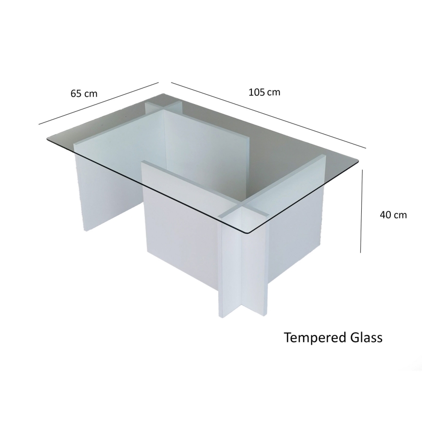 Soffbord ESCAPE 40x105 cm vit/genomskinlig