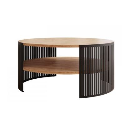 Soffbord FIKOLI 40x75 cm svart/guld ek