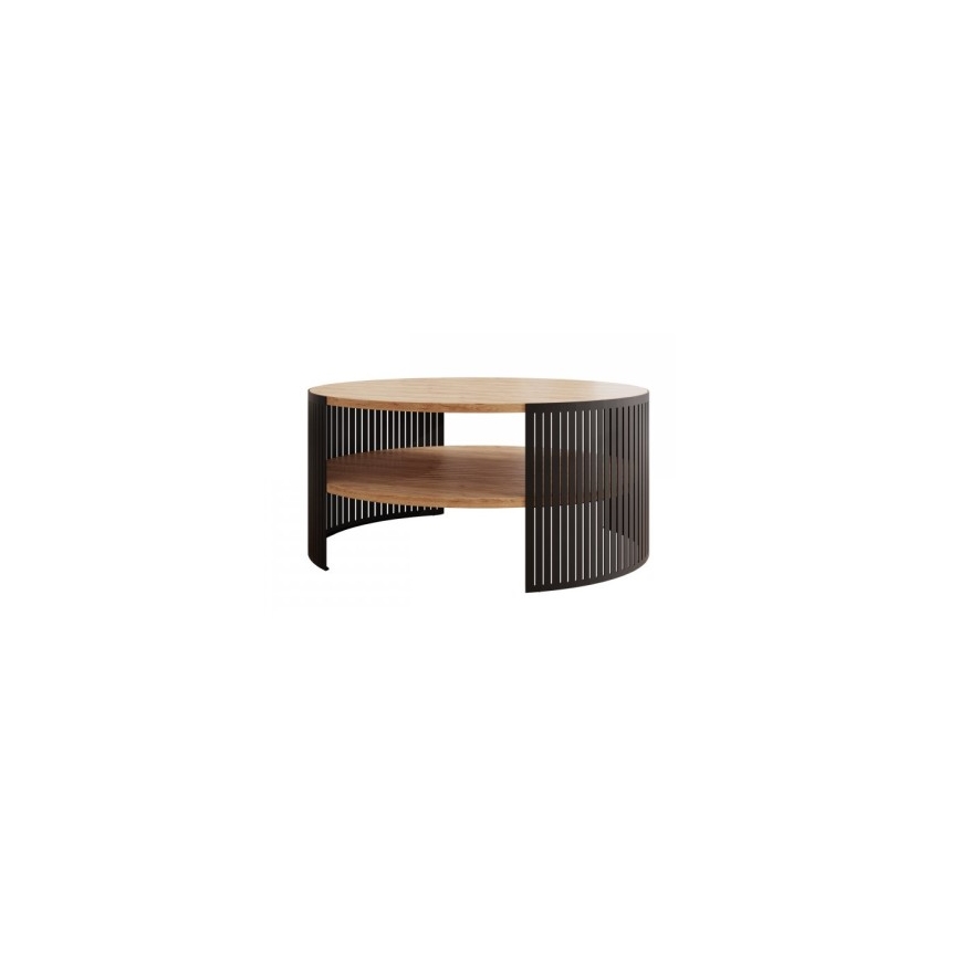 Soffbord FIKOLI 40x75 cm svart/guld ek
