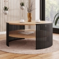 Soffbord FIKOLI 40x75 cm svart/gyllene ek