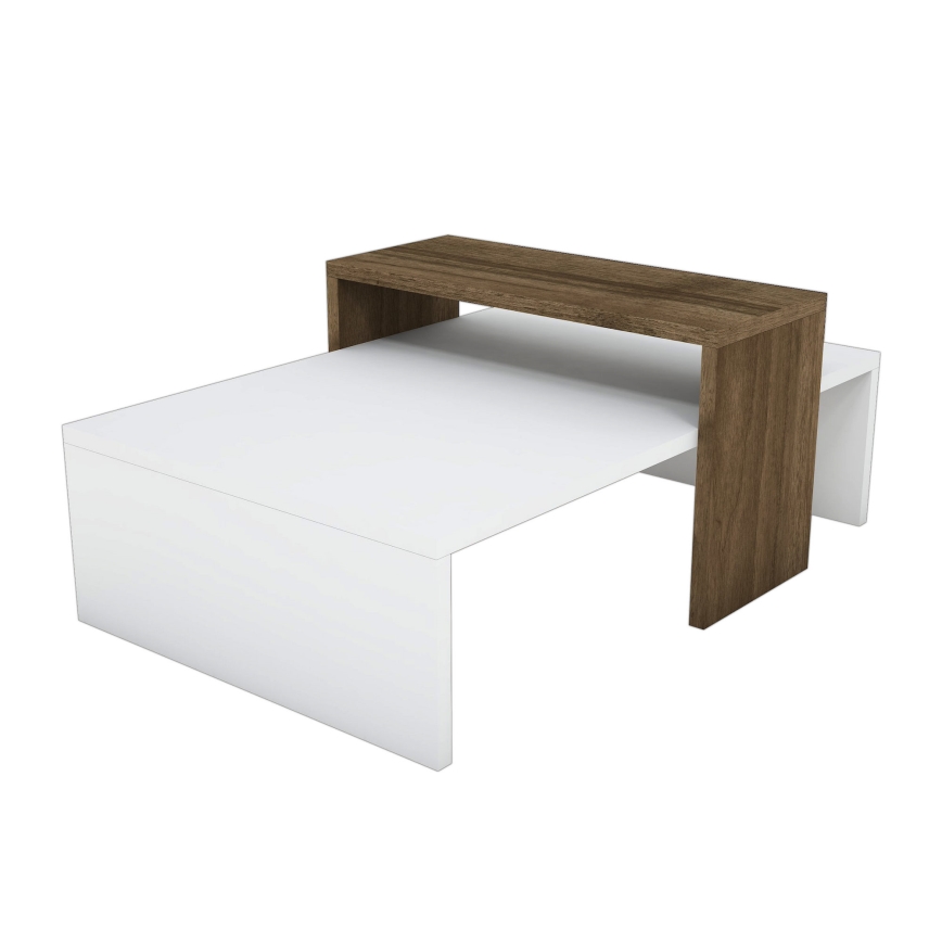 Soffbord GLOW 32x80 cm vit/brun