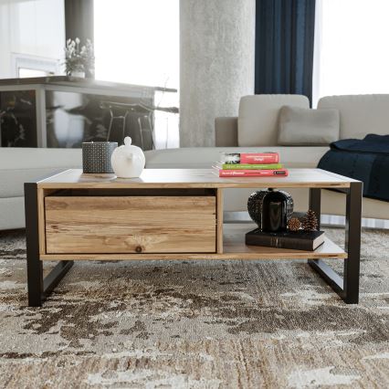 Soffbord HALDIZEN 55x105 cm svart/brun