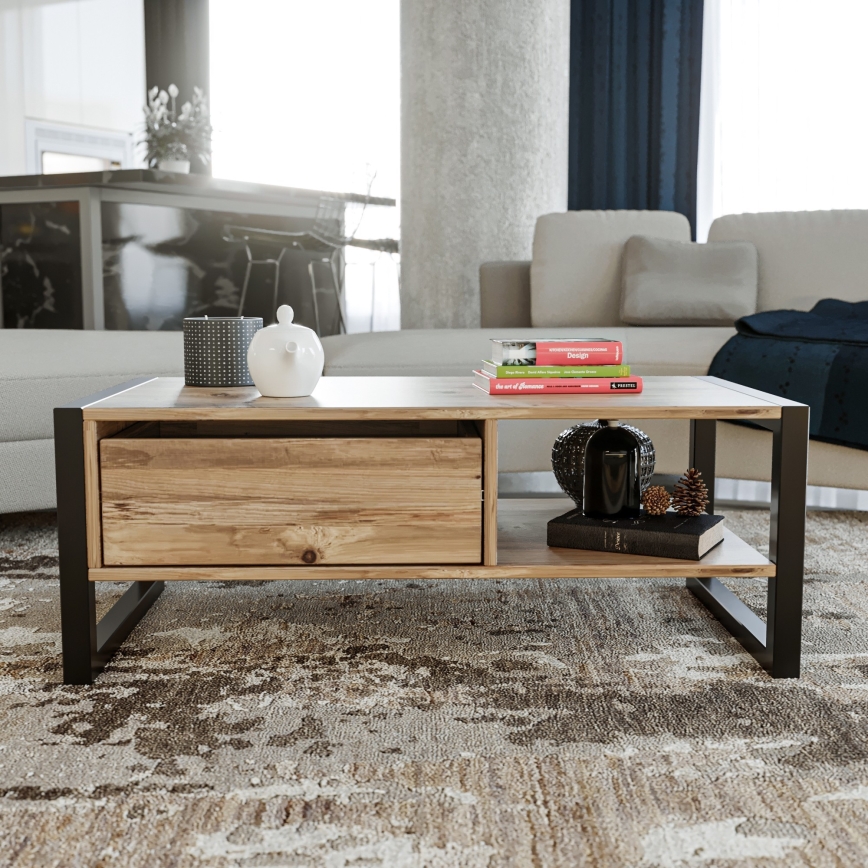 Soffbord HALDIZEN 55x105 cm svart/brun