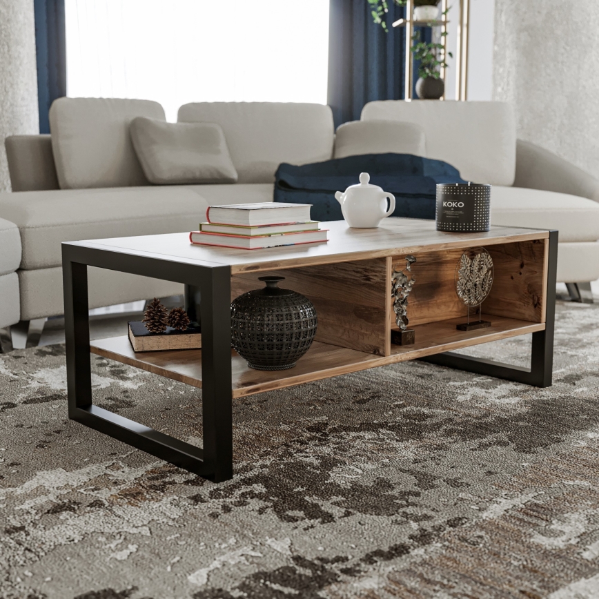 Soffbord HALDIZEN 55x105 cm svart/brun