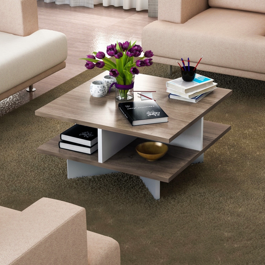Soffbord HAMTON 31,2x60 cm brun/vit