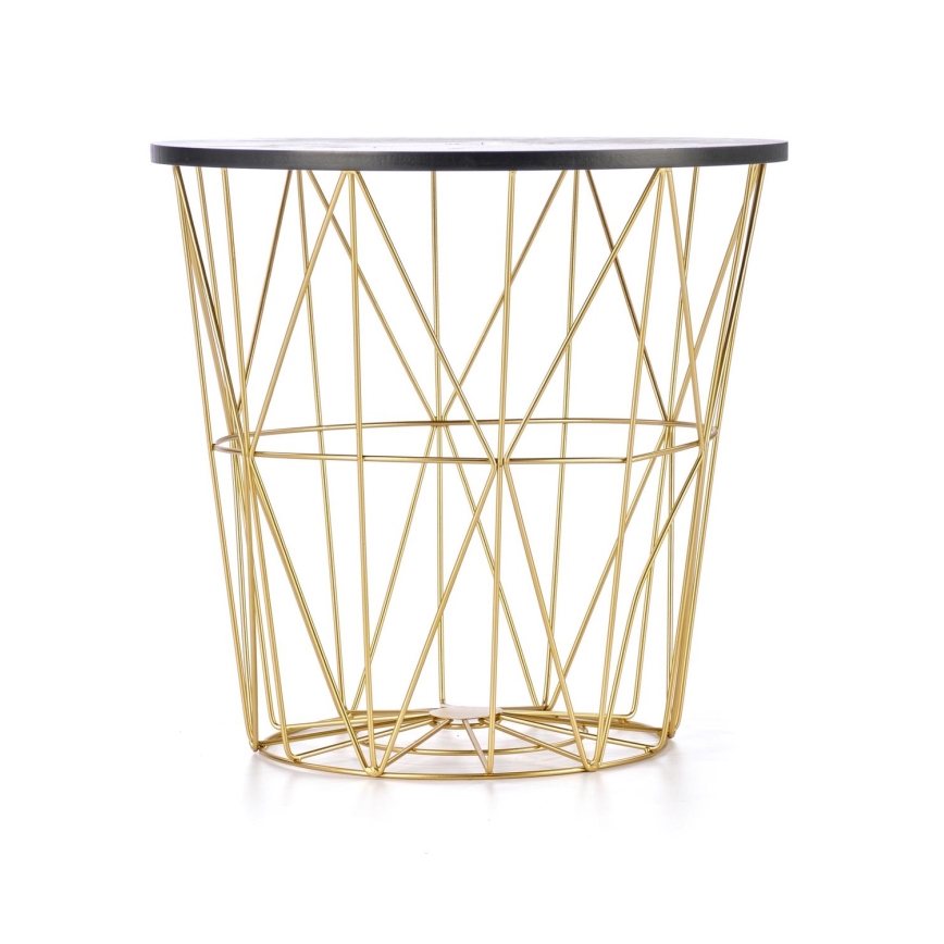 Soffbord HARISSA 41x42 cm guld/svart marmordekor