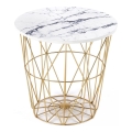 Soffbord HARISSA 41x42 cm guld/vit marmordekor