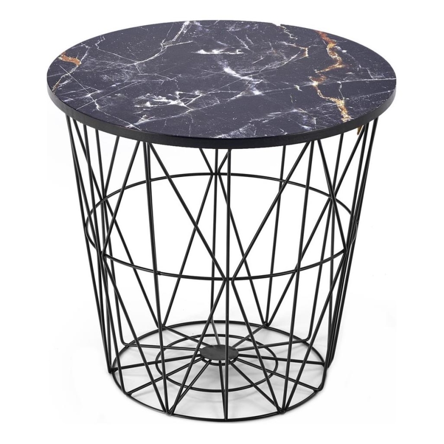 Soffbord HARISSA 41x42 cm svart/svart marmordekor