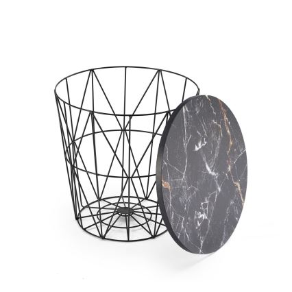Soffbord HARISSA 41x42 cm svart/svart marmordekor