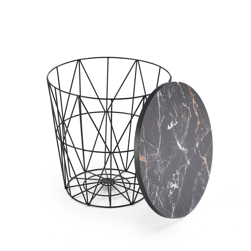 Soffbord HARISSA 41x42 cm svart/svart marmordekor