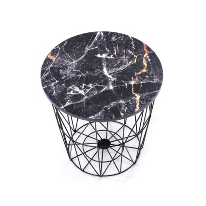 Soffbord HARISSA 41x42 cm svart/svart marmordekor