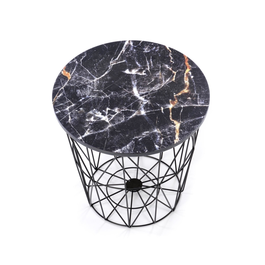 Soffbord HARISSA 41x42 cm svart/svart marmordekor