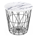 Soffbord HARISSA 41x42 cm svart/vit marmordekor