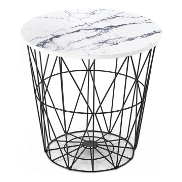 Soffbord HARISSA 41x42 cm svart/vit marmordekor