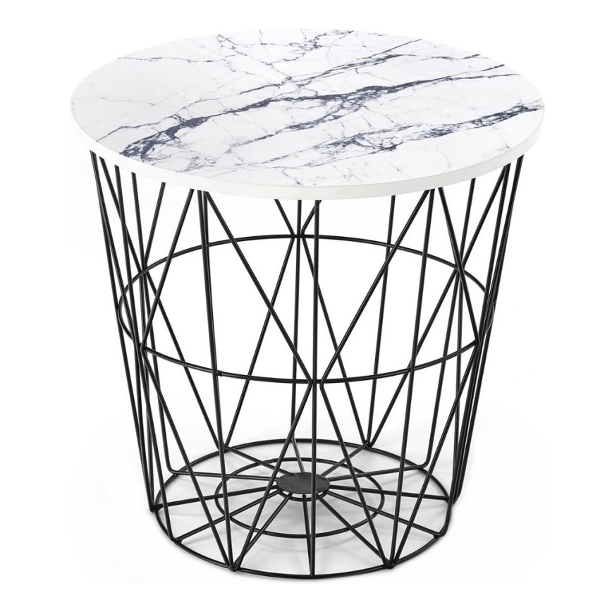 Soffbord HARISSA 41x42 cm svart/vit marmordekor