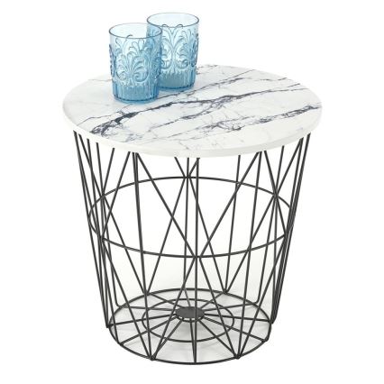 Soffbord HARISSA 41x42 cm svart/vit marmordekor