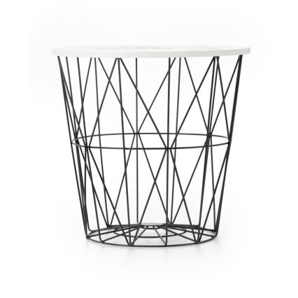 Soffbord HARISSA 41x42 cm svart/vit marmordekor